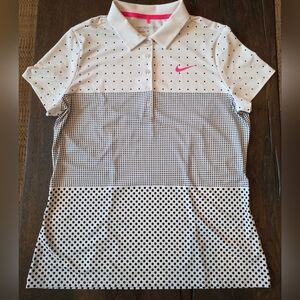 NIKE Womens Drifit Golf Shirt Polka Dots Size L